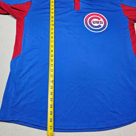 Majestic Chicago Cubs Blue And Red  Cool Base Coach Shirt V Neck Button Size XL - Picture 6 of 6